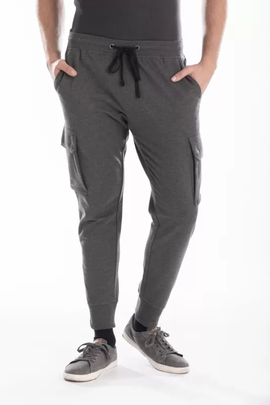 Pantalon de jogging en molleton côtelé à la taille gris