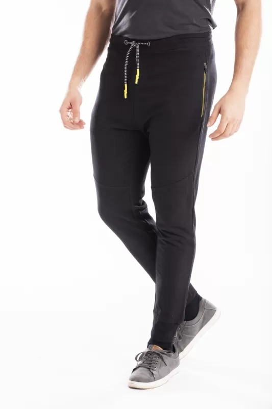 pantalon jogging noir bicolore homme streetwear survêtement sport slim fit  style