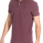 Polo in cotone piquet con colletto alla coreana GERONI BORDEAUX