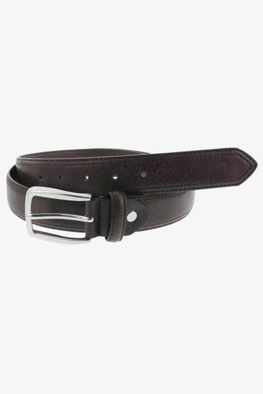 Ceinture ajustable marron avec boucle acier mat CEINMA